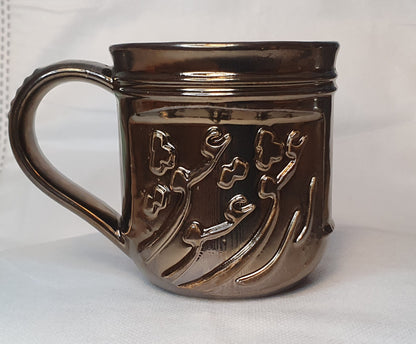 Keramikbecher Kalligraphie,  Bedeutung "Liebe" , Gold